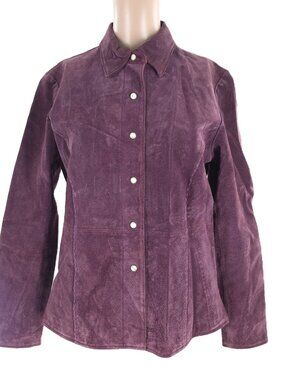 Ruff Hewn Women Leather Jacket Color Purple Size S